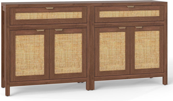 Giantex Sideboard Buffet Cabinet Rustic Rattan Storage Cabinet w/ 2 Doors