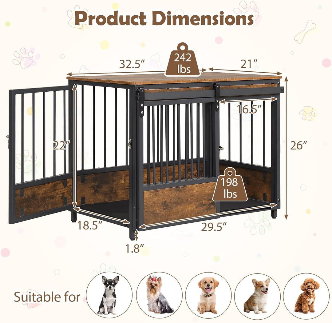 GIANTEX Dog Crate Furniture with 2 Doors
