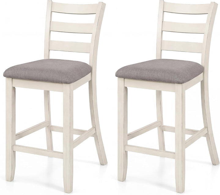 Giantex 26 Inch Farmhouse Upholstered Wooden Barstools with Footrest (2/4)