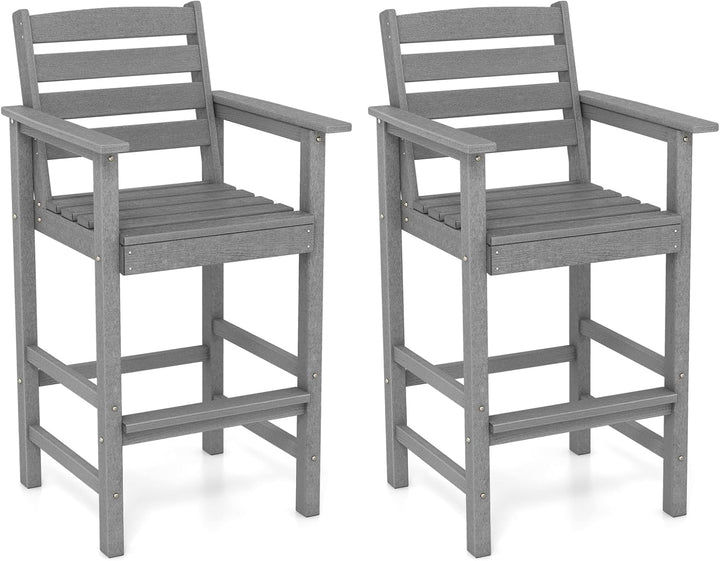 Giantex 29” Bar Stools Set of 2/4, HDPE Barstools w/Back, Armrests &amp; Footrests, Max Load 330Lbs