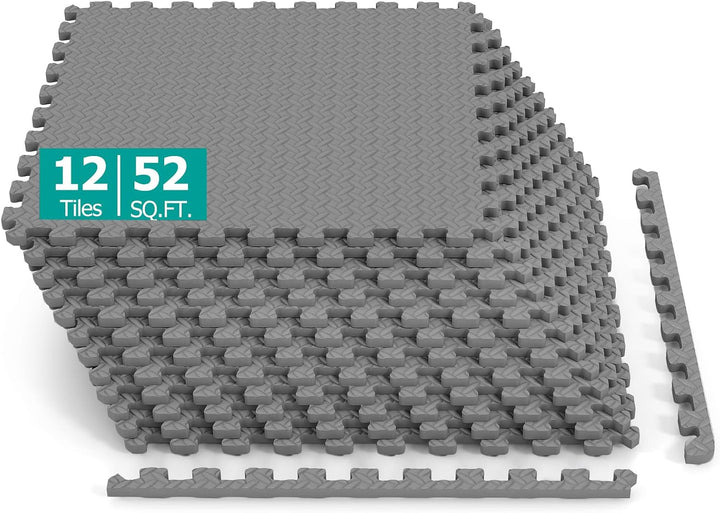 GIANTEX Interlocking Foam Tiles, EVA Foam Mats | 1/2 Inch Thick Puzzle Floor Tiles with Border Edge