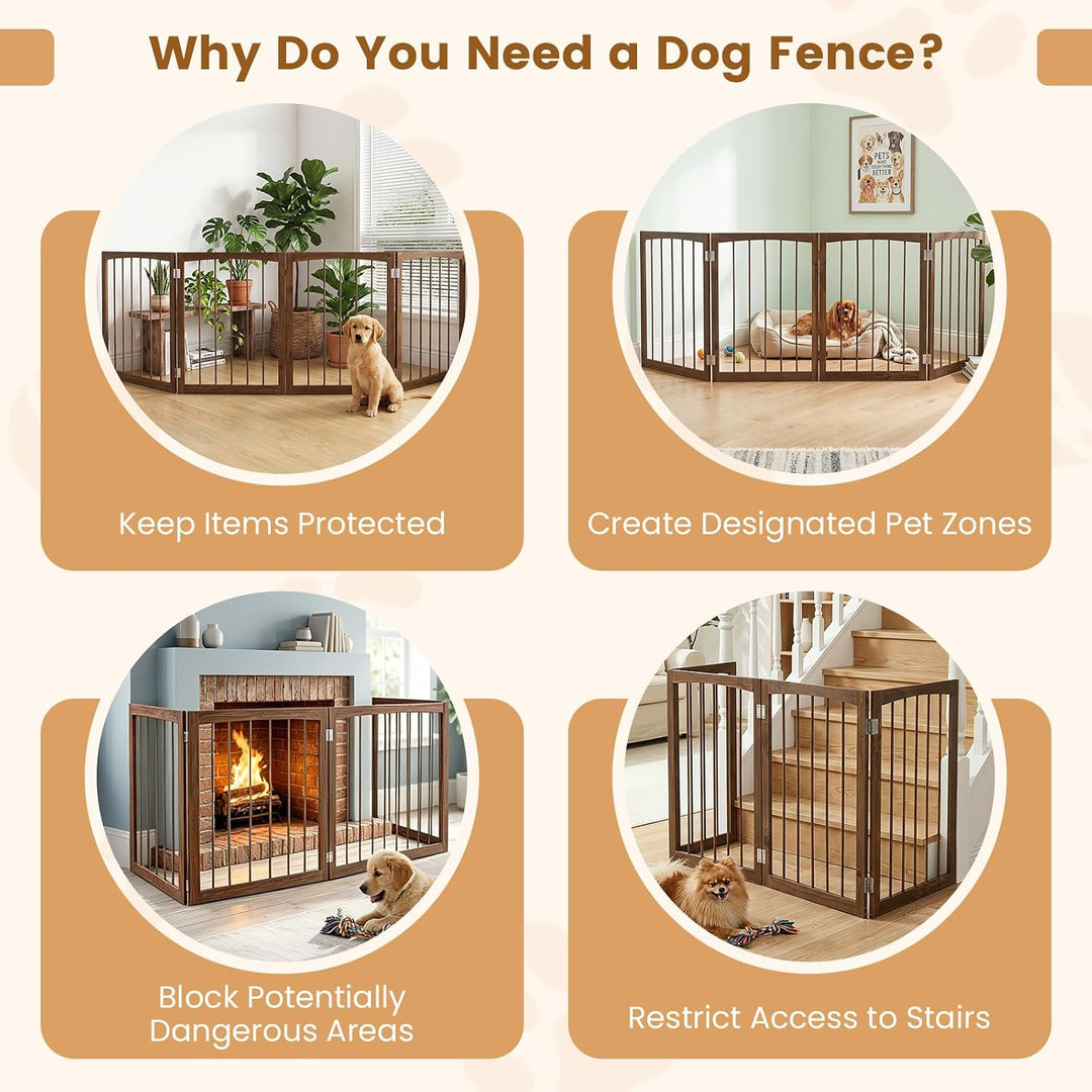 Giantex Freestanding Foldable Dog Gate Indoor, 83" W x 30" H Extra Wide