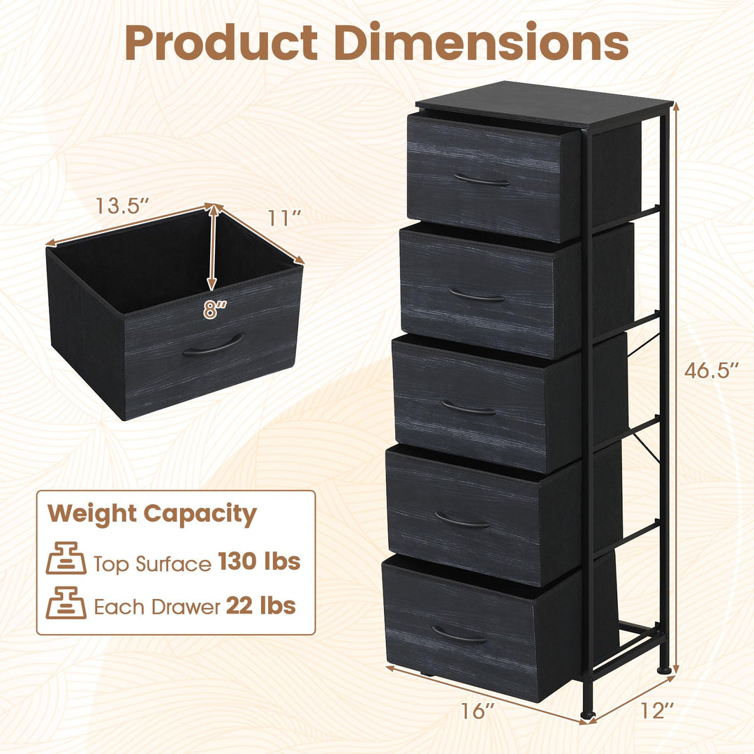 GIANTEX 3/4/5 Drawers Dresser Nightstand with Heavy-Duty Metal Frame (1/2)