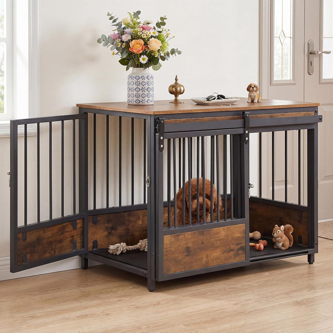 GIANTEX Dog Crate Furniture with 2 Doors