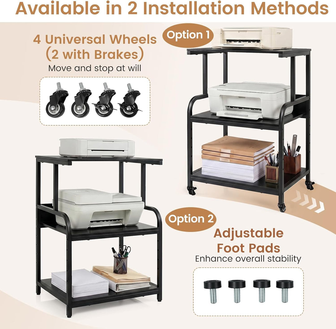 Giantex Rolling Printer Stand with Adjustable Storage Shelf