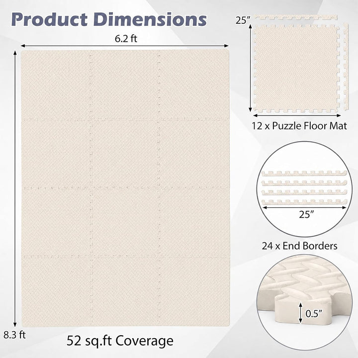 GIANTEX Interlocking Foam Tiles, EVA Foam Mats | 1/2 Inch Thick Puzzle Floor Tiles with Border Edge