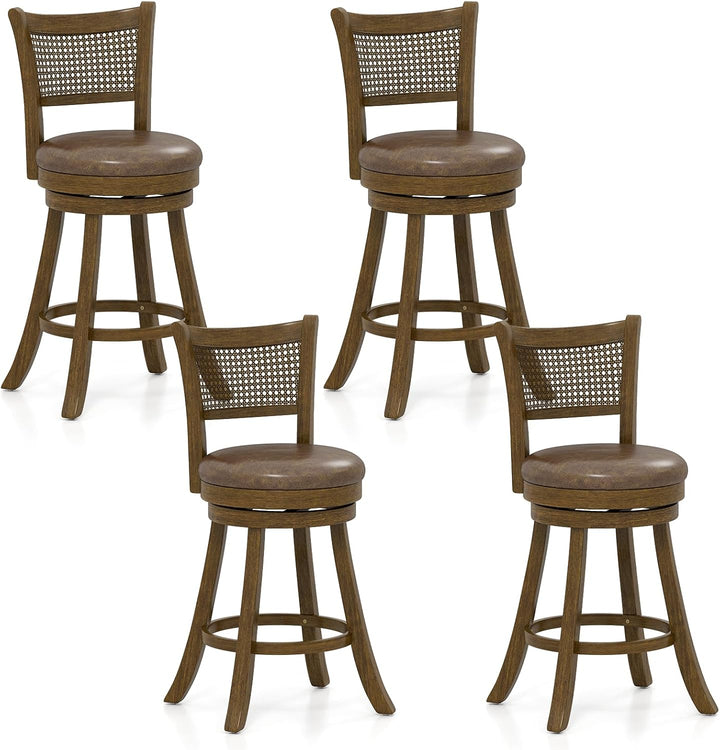 Giantex 25" Swivel Bar Stools Set of 2/4 with Footrest &amp; Rubber Wood Frame