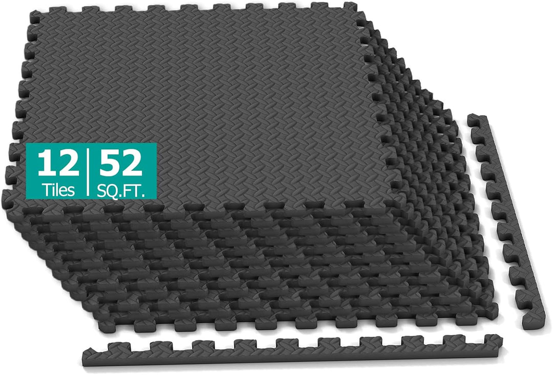 GIANTEX Interlocking Foam Tiles, EVA Foam Mats | 1/2 Inch Thick Puzzle Floor Tiles with Border Edge