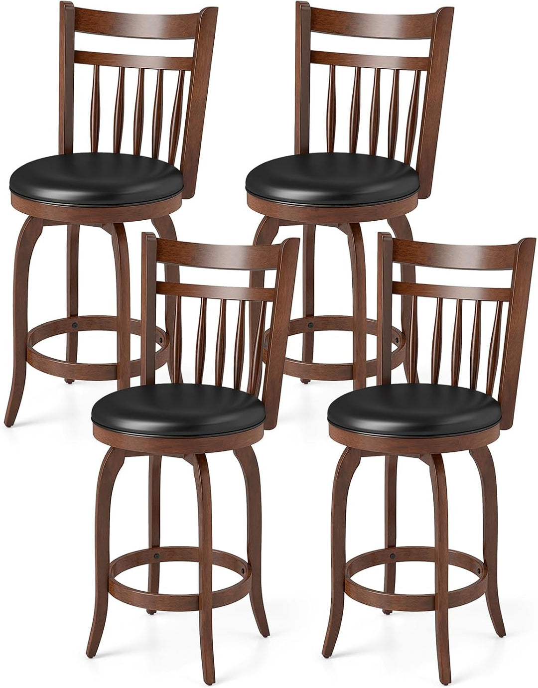 GIANTEX Swivel Bar Stools Set of 2, 24 Inch Counter Height Barstools | 360° Rotating Bar Chairs w/Footrest