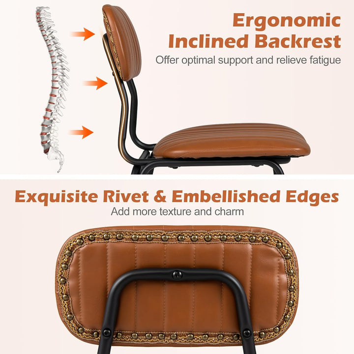 GIANTEX Metal Dining Chairs PU Leather Upholstered Kitchen Chairs | Modern Dining Room Chair w