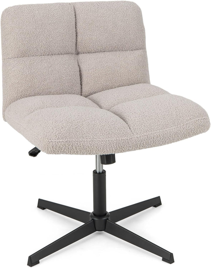 Giantex Cross Legged Office Chair, Faux Fur Armless Desk Chair with Wide Seat