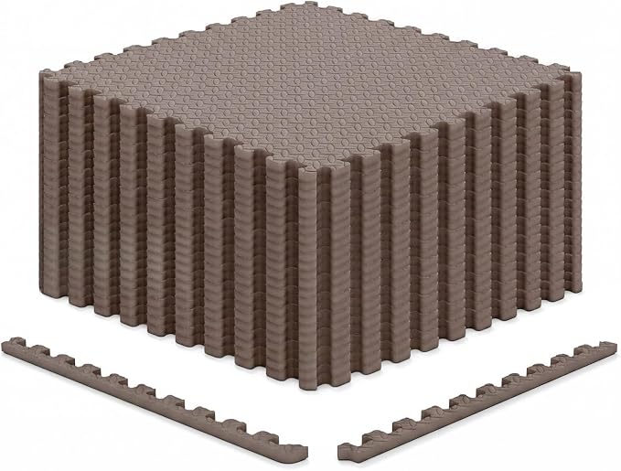 GIANTEX Interlocking Foam Tiles, EVA Foam Mats | 1/2 Inch Thick Puzzle Floor Tiles with Border Edge