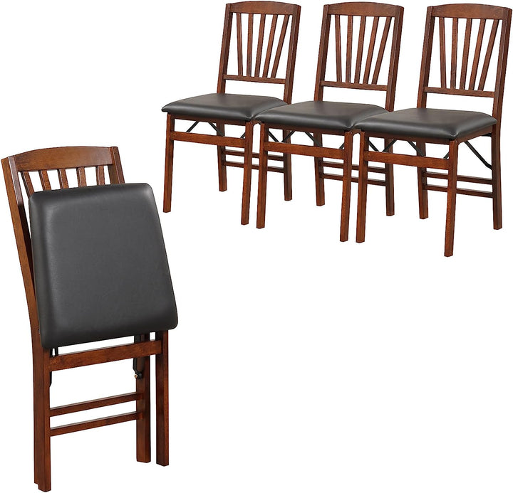 Giantex Folding Dining Chairs Set | Foldable Wood Kitchen Chairs with Padded Seat (2/4)