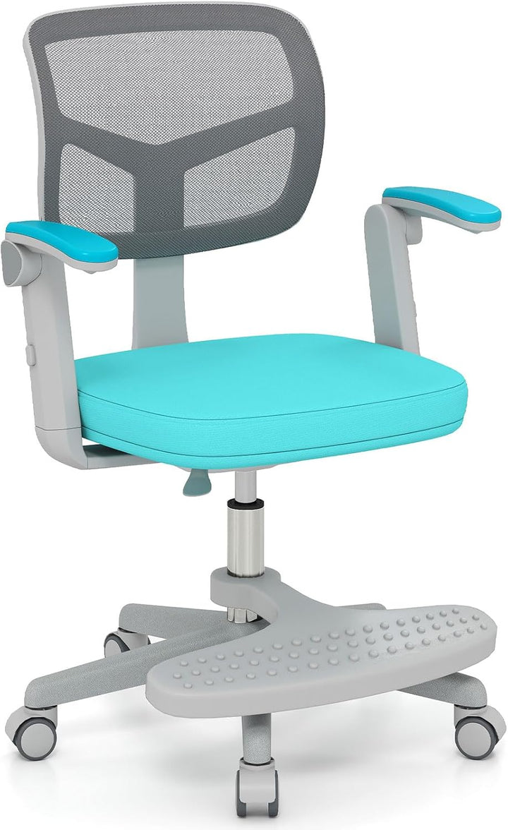 Kids Desk Chair, Ergonomic Adjustable Student Rolling Chair with Footrest &amp; Flip-up Armrest