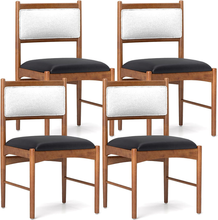 Giantex Wooden Dining Chairs, Upholstered Kitchen Chairs w/Rubber Wood Frame &amp; Faux Leather Padded Seat