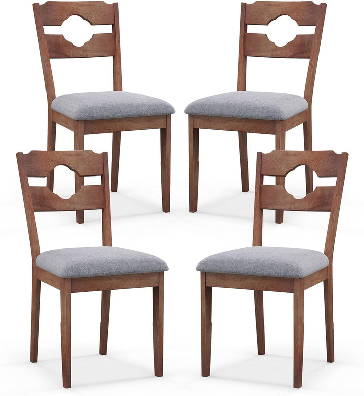 Giantex Wooden Dining Chairs Set of 2/4, Rubber Wood Dinner Chair w/Hollowed Backrest &amp; Padded Seat