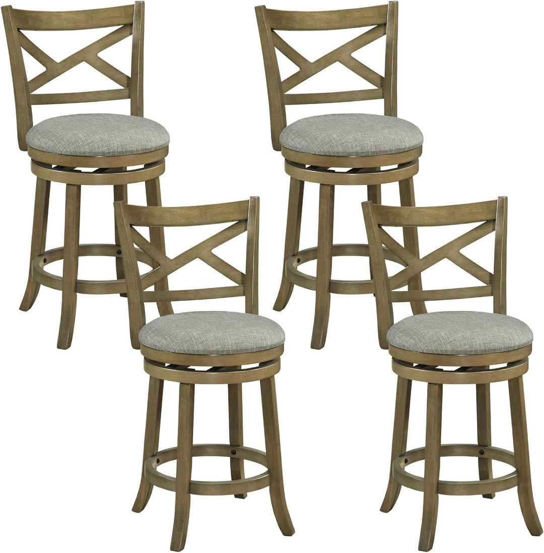 Giantex Wood Swivel Bar Stools Set of 2/4 with Backrests and Wood Frame