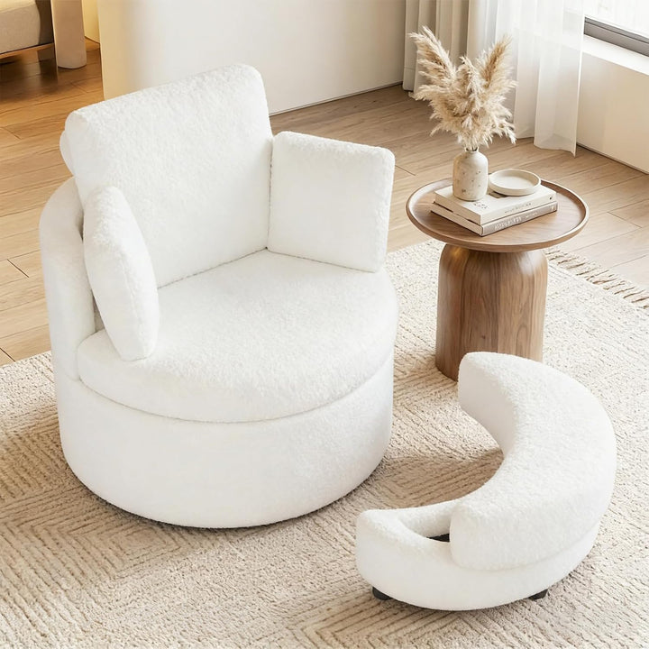 Giantex 360° Swivel Accent Chair with Half Moon Storage Ottoman
