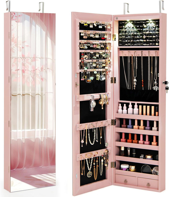 Giantex Wall Door Jewelry Armoire Cabinet with Full-Length Mirror