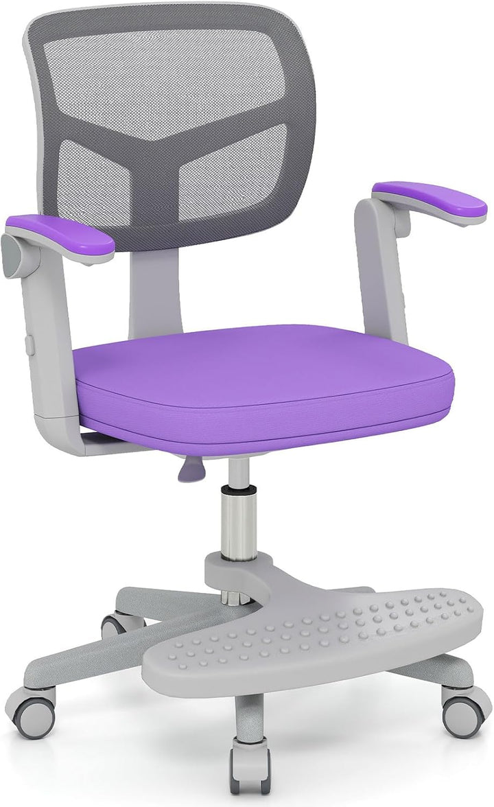 Kids Desk Chair, Ergonomic Adjustable Student Rolling Chair with Footrest &amp; Flip-up Armrest