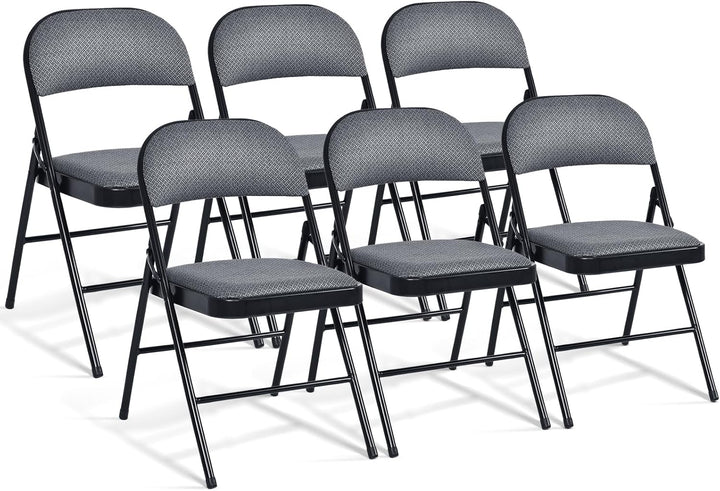 2/4/6 Pack Folding Chairs with Metal Frame and Fabric Upholstered Padded Seat