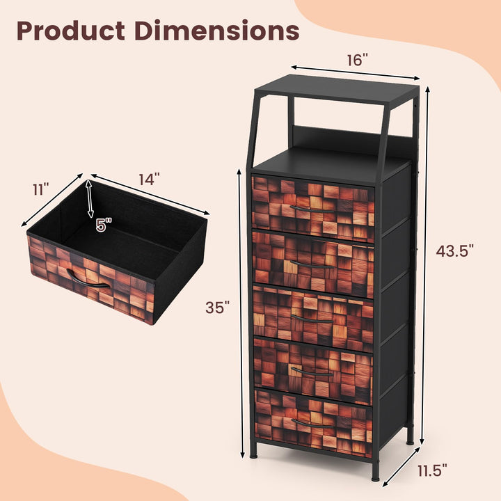 GIANTEX Industrial Nightstand | Tall Dresser with Sturdy Metal Frame (1/2)