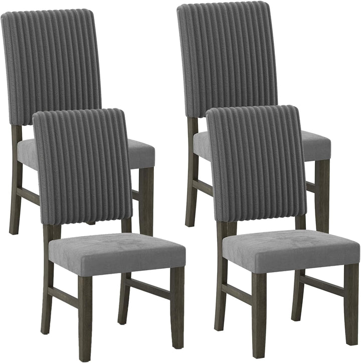 Giantex Dining Chairs Set of 2/4 Mid-Century Velvet Fabric Upholstered Chairs with Rubber Wood Legs Thick Padded Seat