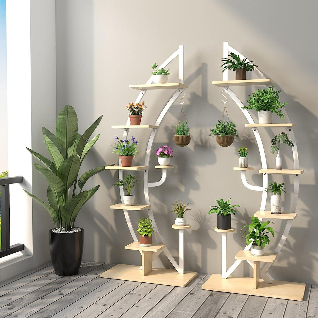 Giantex 6 Tier Metal Plant Stand Indoor, 61" Half Moon Plant Shelf