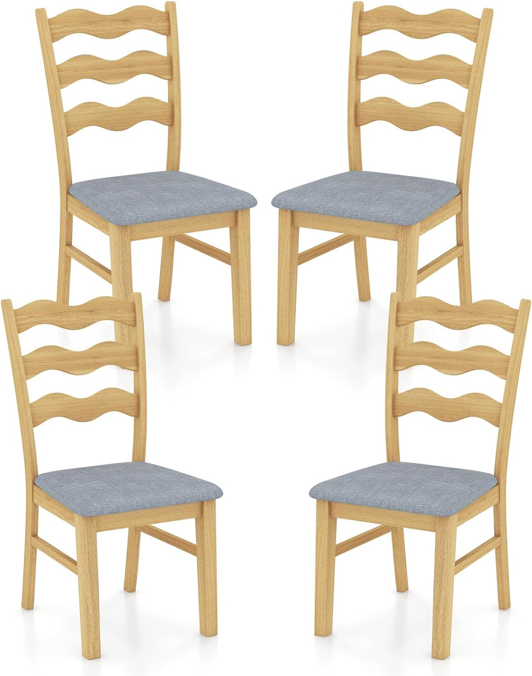 Giantex Wooden Dining Chairs Set of 2/4, Rubber Wood Kitchen Chair with Padded Seat &amp; Hollowed Backrest