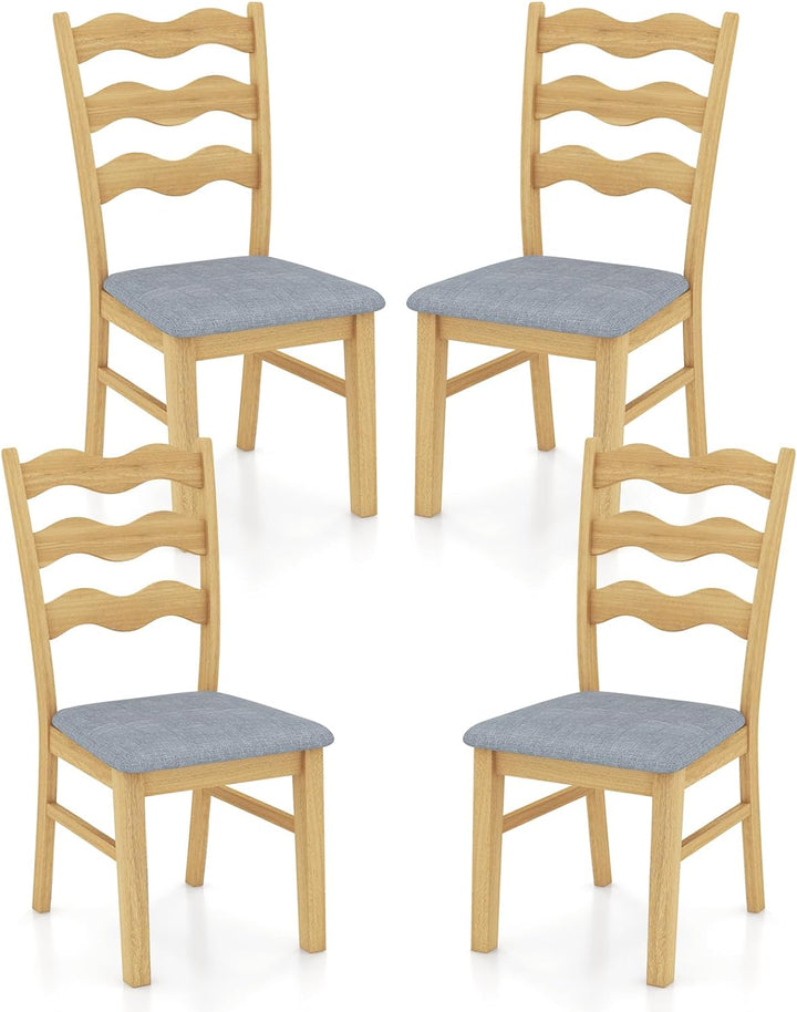 Giantex Wooden Dining Chairs Set of 2/4, Rubber Wood Kitchen Chair with Padded Seat &amp; Hollowed Backrest