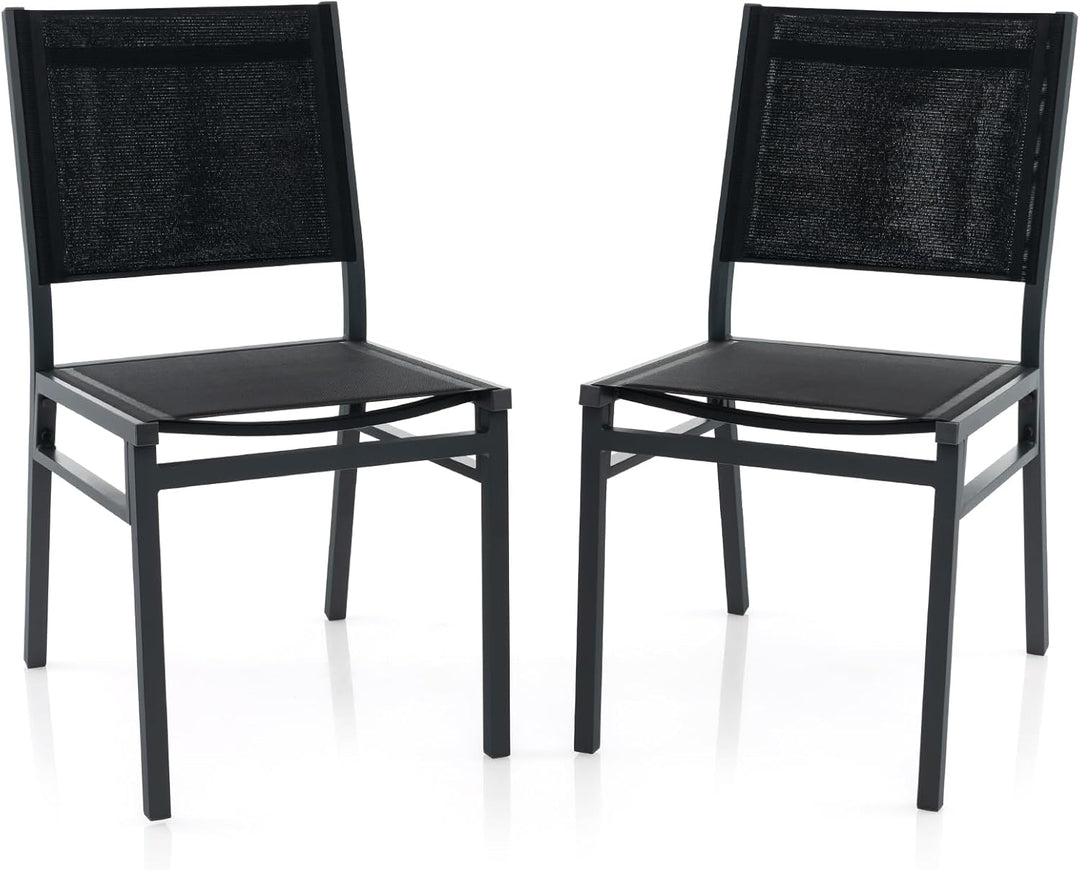 Giantex Outdoor Patio Dining Chair, Armless Dining Chair with Breathable Fabric Seat &amp; Backrest