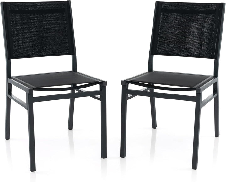 Giantex Outdoor Patio Dining Chair, Armless Dining Chair with Breathable Fabric Seat &amp; Backrest