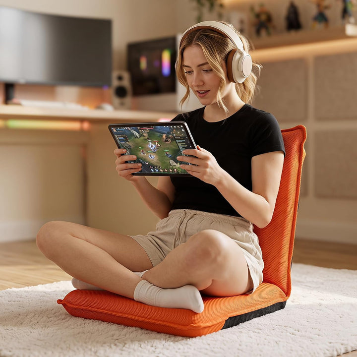 GIANTEX Adjustable Mesh Floor Sofa Chair &amp; 6-Position Multiangle Padded Floor Chair