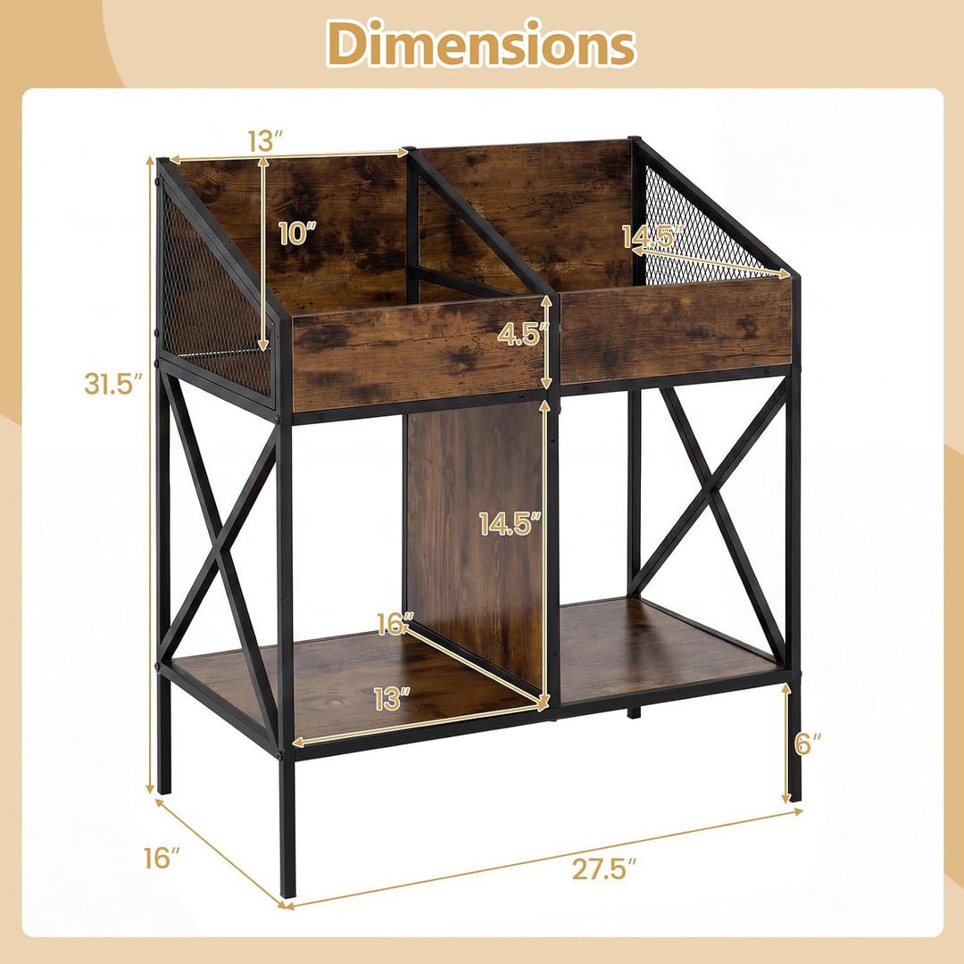 GIANTEX 2-Tier Record Player Stand, Vinyl Record Storage  | 250 LP Albums Display Shelf