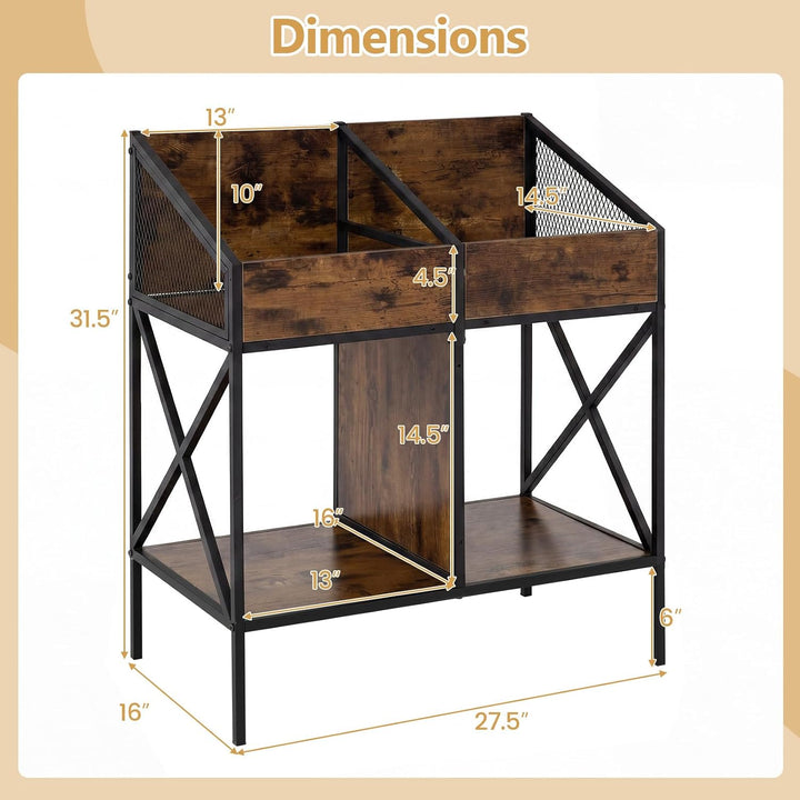 GIANTEX 2-Tier Record Player Stand, Vinyl Record Storage  | 250 LP Albums Display Shelf