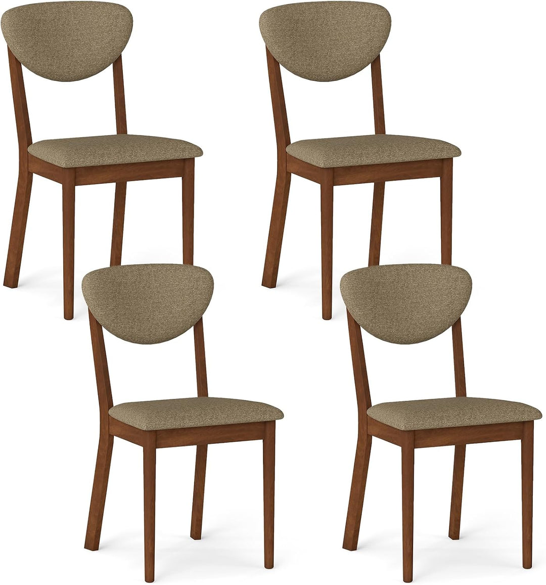 GIANTEX Wooden Dining Chairs Set of 4, Upholstered Kitchen Chairs | Farmhouse Dining Room Chair w/ Padded Seat &amp; Back