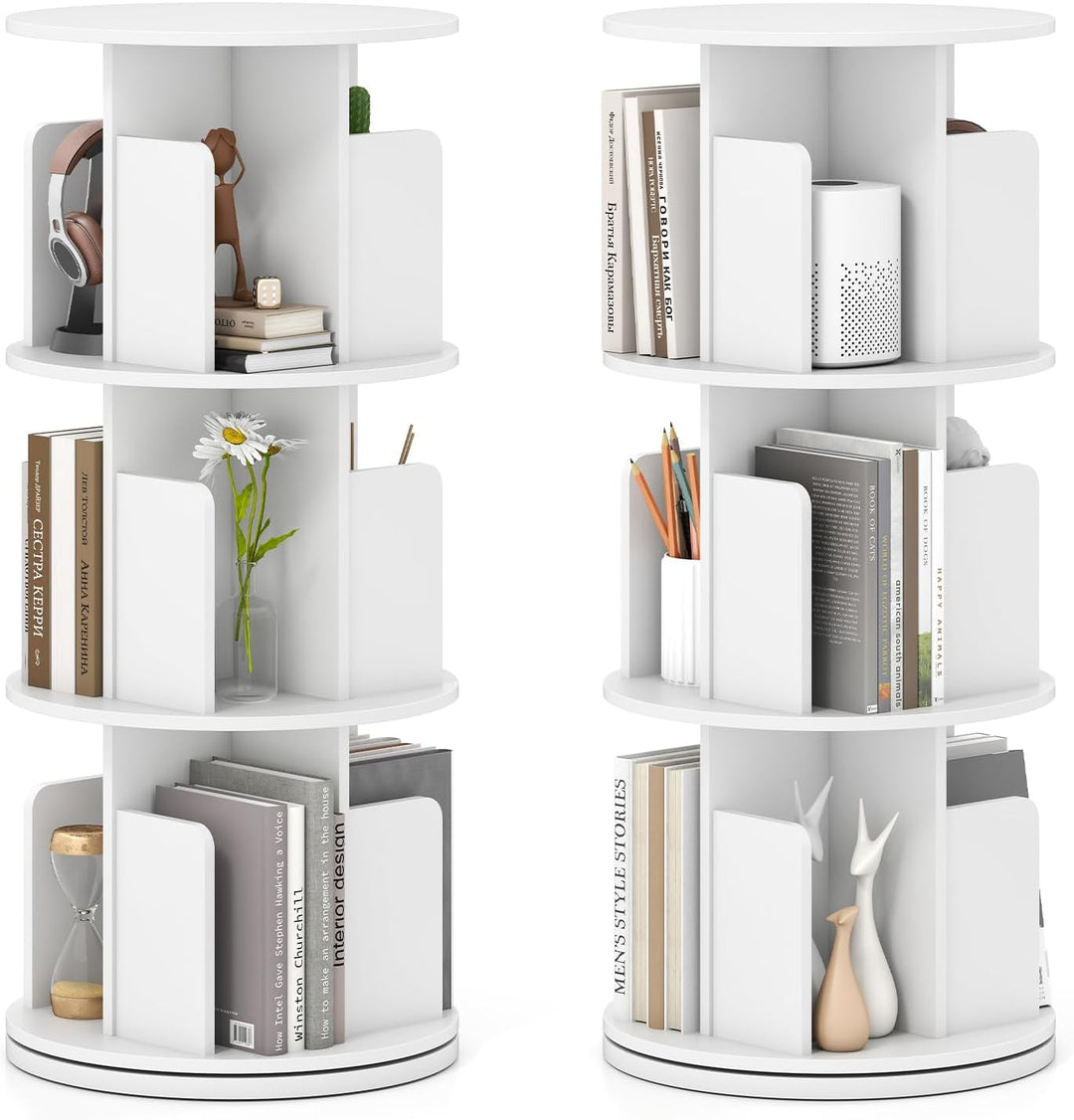 Giantex 3-Tier Rotating Bookshelf 360° Display Rack w/Dividers &amp; Anti-Falling Baffles