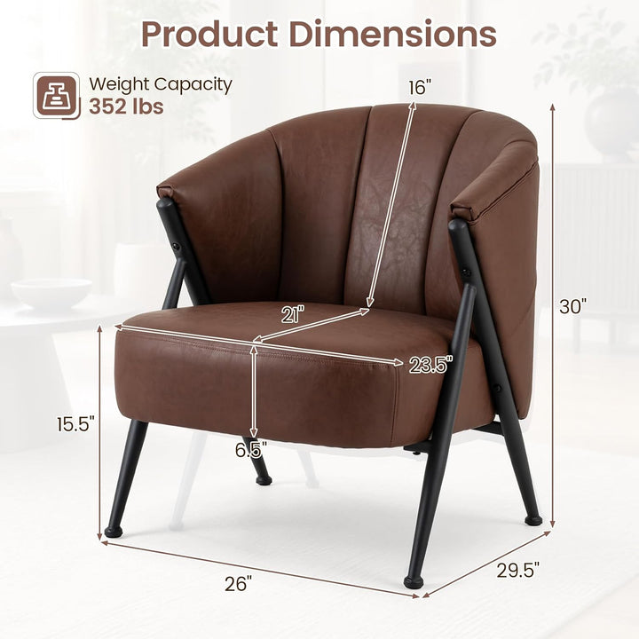 Giantex Mid Century Modern Accent Chair w/Curved Backrest &amp; Wide Seat