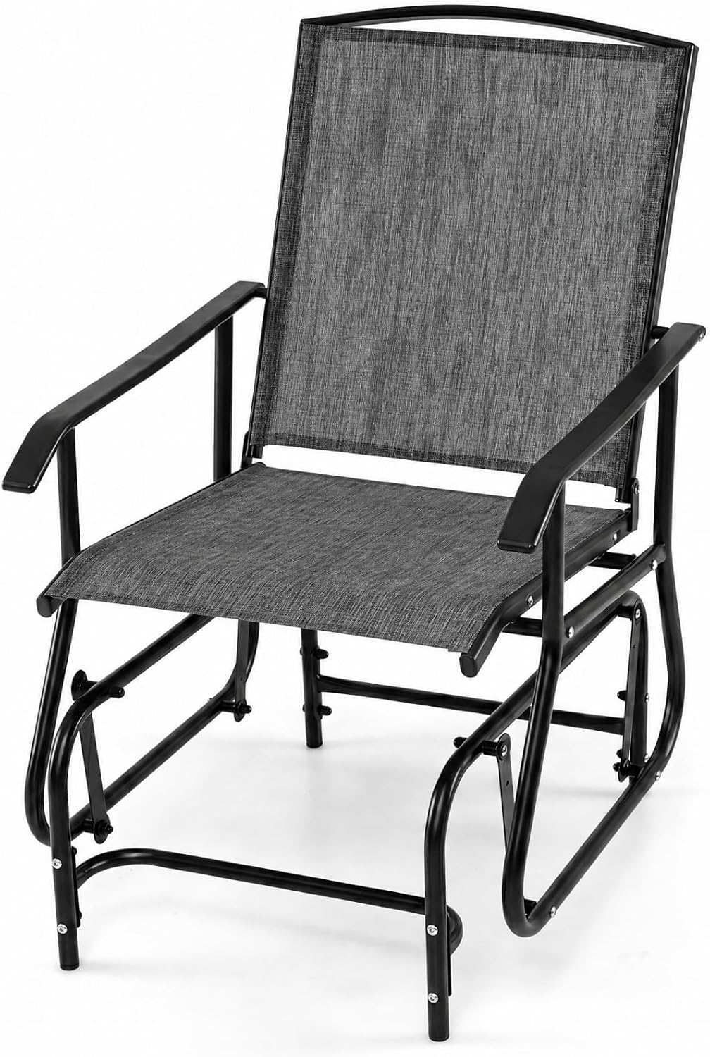 GIANTEX Outdoor Glider Chair, Patio Gliding Chair w/Metal Frame, Grey | Patio Swing Chair w/ Breathable Fabric Seat &amp; Backrest
