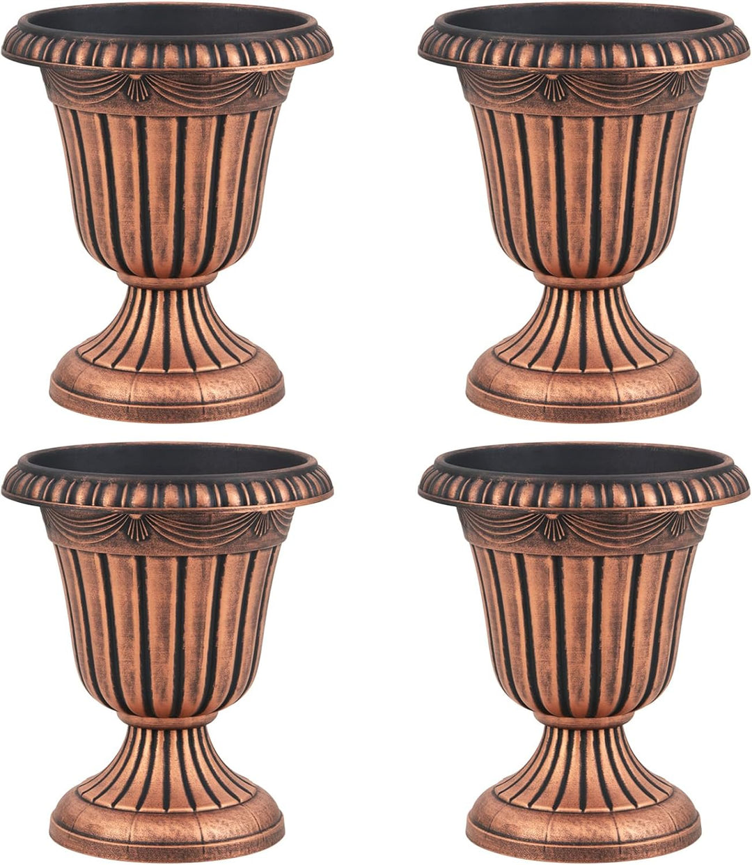 Giantex 18" Tall Urn Plastic Flower Pots with Pedestal Base &amp; Pre-Marked Drain Hole