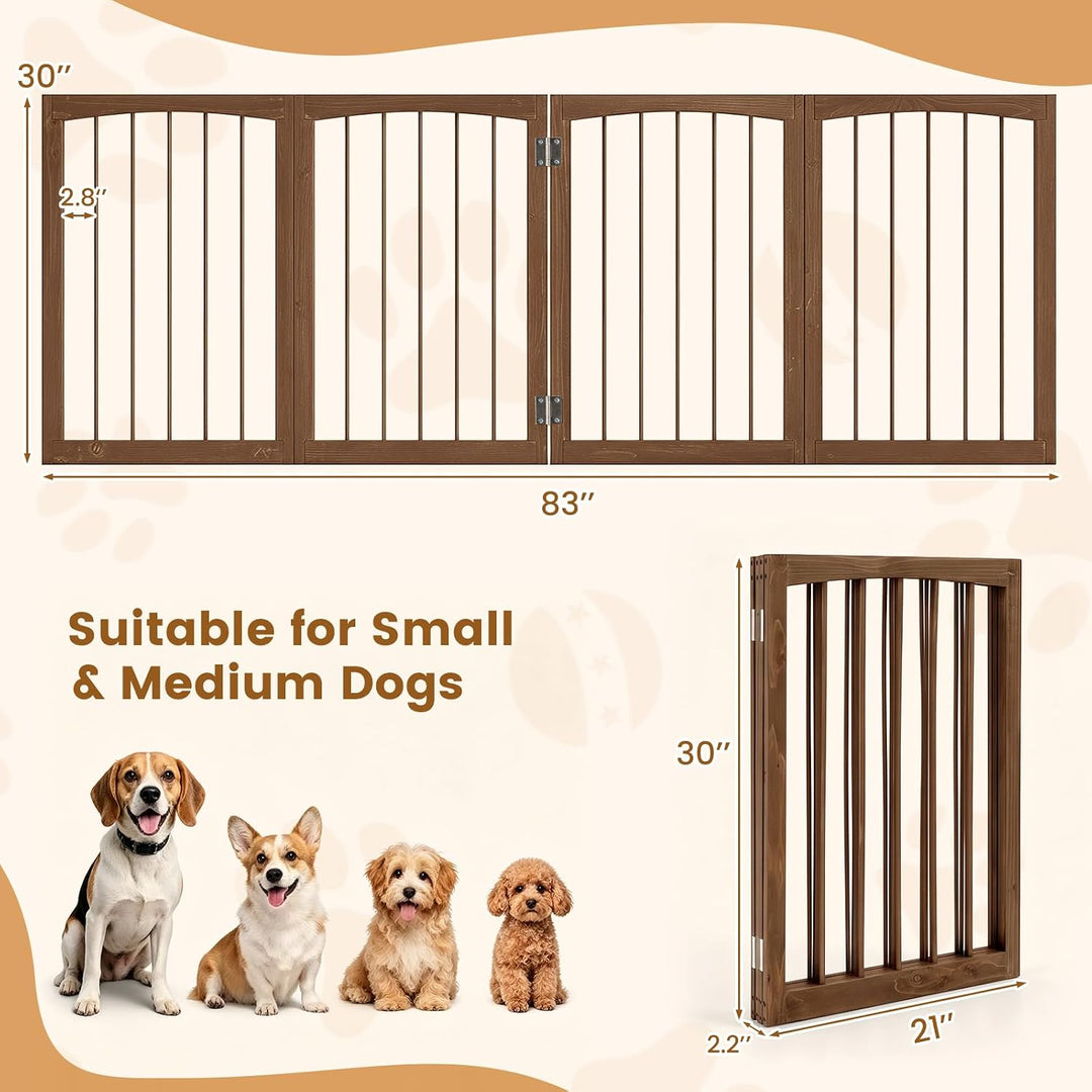 Giantex Freestanding Foldable Dog Gate Indoor, 83" W x 30" H Extra Wide