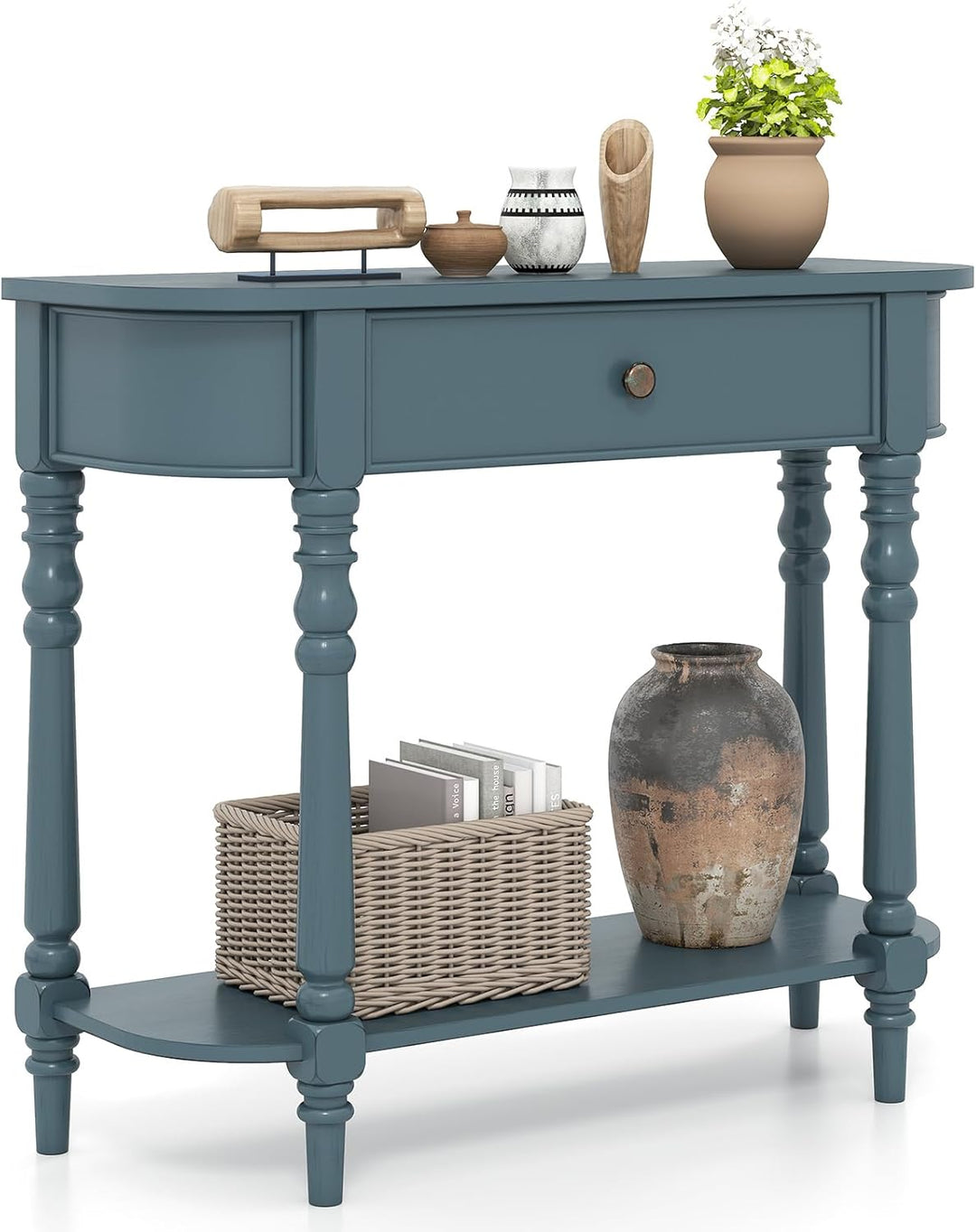 Giantex 36" Wooden Entryway Table with Storage Drawer &amp; Open Shelf