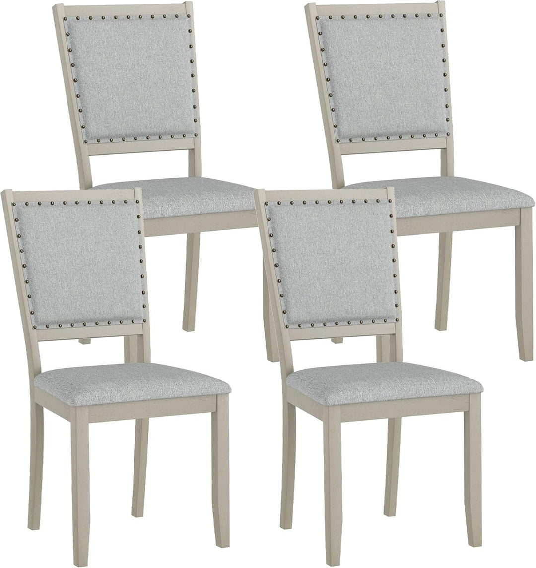 Giantex Dining Chairs Set of 2/4 Fabric Upholstered Kitchen Chairs w/Padded Seat &amp; Back Cushions
