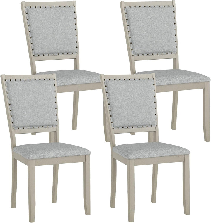 Giantex Dining Chairs Set of 2/4 Fabric Upholstered Kitchen Chairs w/Padded Seat &amp; Back Cushions