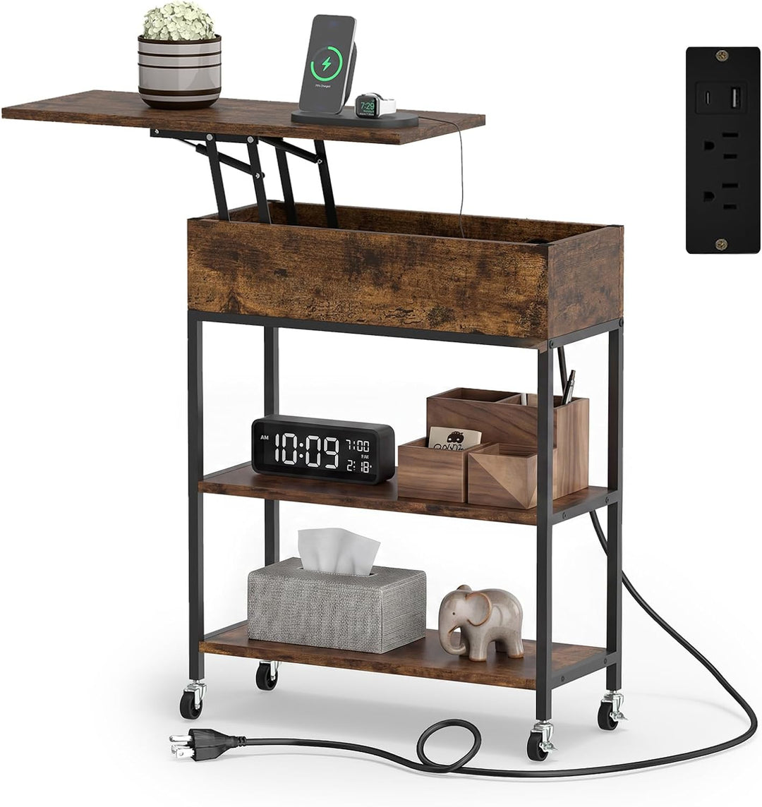 Giantex End Table with Charging Station - Lift Top Narrow Side Table (1/2)