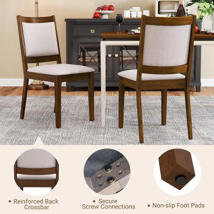 Giantex Upholstered Dining Chairs Set of 2/4, Modern Farmhouse Kitchen Chairs w/Padded Backrest &amp; Cushioned Seat, Rubber Wood Frame