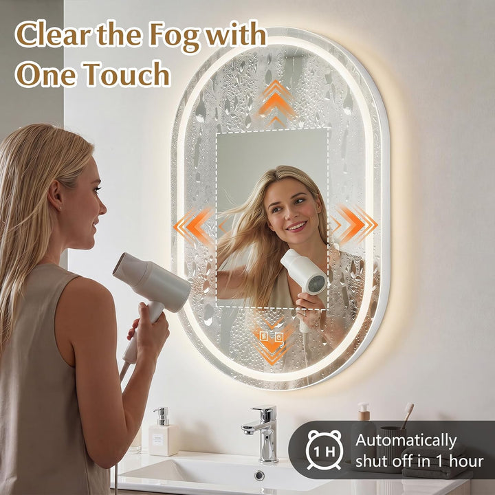 CHARMAID Capsule LED Bathroom Mirror with Front-Lit &amp; Backlit, 20" x 32"