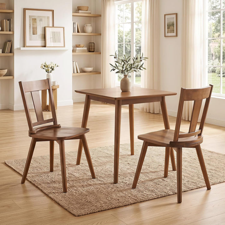 GIANTEX Wooden Dining Chairs Set of 2, Solid Wood Kitchen Chairs | Modern Farmhouse Dining Room Chairs w/Hollowed Backrest