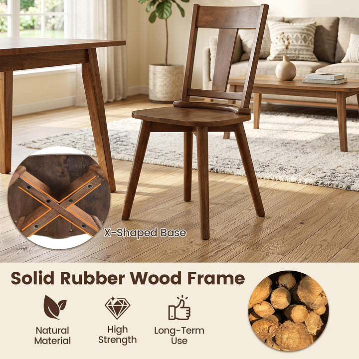 GIANTEX Wooden Dining Chairs Set of 2, Solid Wood Kitchen Chairs | Modern Farmhouse Dining Room Chairs w/Hollowed Backrest