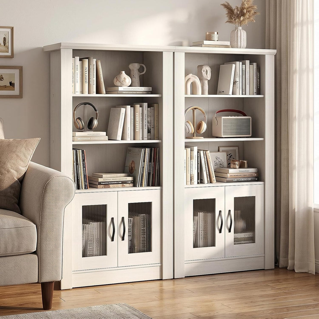 GIANTEX 48.5" Tall Modern Bookshelf with Cabinet, 4-Tier Display Bookcase